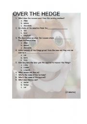 English worksheet: over the hedge