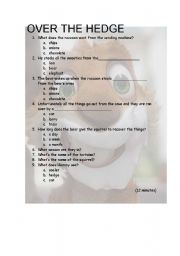 English Worksheet: over the hedge