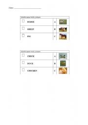 English worksheet: ANIMALS - match exercise - Part A