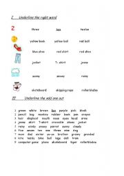 English Worksheet: spelling and vocabulary
