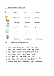 English worksheet: spelling and vocabulary