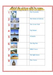 English worksheet: Match the picture with its name.( Part 1)
