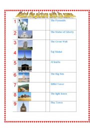 English Worksheet: Match the picture with its name.( Part 1)