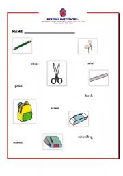 English worksheet: School objects