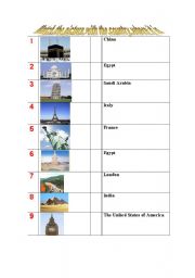 English worksheet: Match the picture with the country where it is.