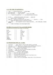 English Worksheet: a an the 