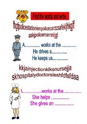 English worksheet: professions