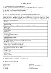 English Worksheet: Great names of British literature