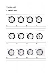 English Worksheet: What time is it?