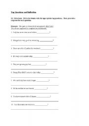 English worksheet: Tag Questions and Inflection