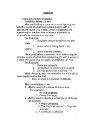 English Worksheet: Article