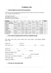 English Worksheet: Travelling by Train