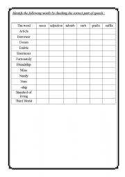 English worksheet: Identifying words