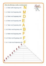 English worksheet: Wrods pyramid