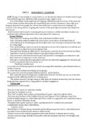 English worksheet: describing learners