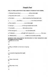 English worksheet: simple past revision