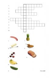 English Worksheet: Food crossword