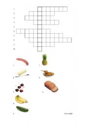 English worksheet: Food crossword