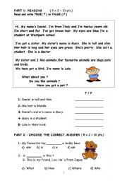 English Worksheet: EASY QUIZ FOR ELEMENTARY STUDENTS (3 PAGES)
