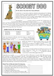 Scooby Doo - Past tenses, Cloze and True or False 