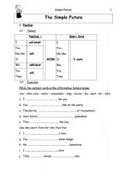 English worksheet: the simple future