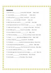 English Worksheet: homophones