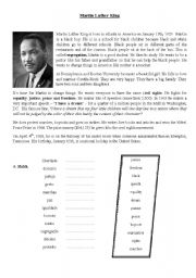 English Worksheet: Martin Luther King