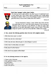 English Worksheet: Reading comprehension Physical appearance