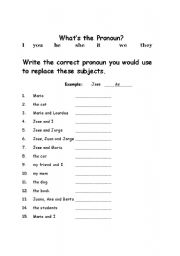 English Worksheet: Pronoun Practice