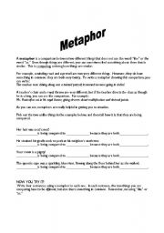 English Worksheet: Metaphor practice