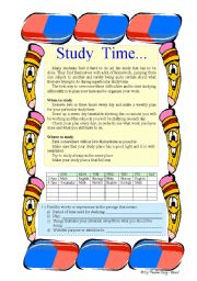 English Worksheet: Study Time - 3 pages