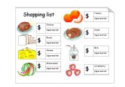 English Worksheet: shopping and game