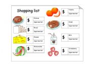 English worksheet: shopping and game