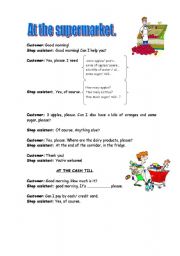 English Worksheet: Role play: At the supermarket