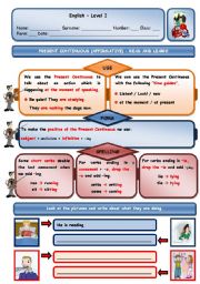 PRESENT CONTINUOUS - AFFIRMATIVE (TWO PAGES)