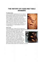 English Worksheet: THE HISTORY OF FOOD AND TABLE MANNERS