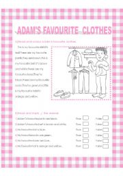 English Worksheet: ADAMS FAVOURITE CLOTHES