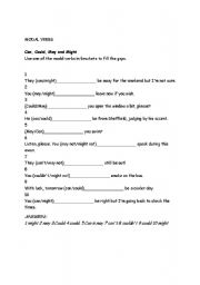 English Worksheet: Modal Verbs - can / could / may / might