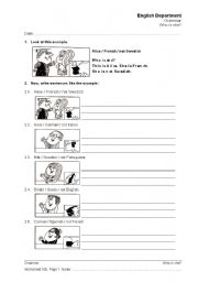 English Worksheet: Grammar. Who is she?