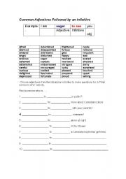 English Worksheet: Adjective + Infintive Find Someone Who