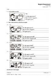 English Worksheet: Grammar. Is this your...? Answer sheet