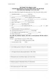 English Worksheet: Regular verbs (past forms)