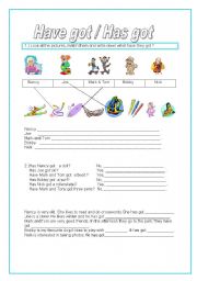 English Worksheet: Have got/has got