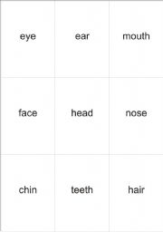 English worksheet: face (memory game)