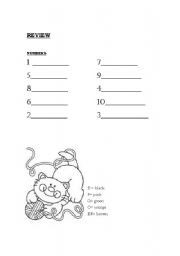 English worksheet: Numbers and colours