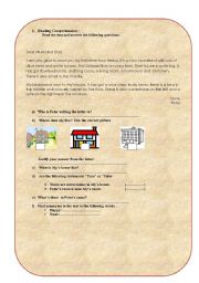 English worksheet: letter on house (part1)
