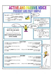 English Worksheet: Active and Passive Voice - Present and Past Simple Tenses