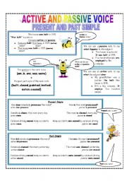 English Worksheet: Active and Passive Voice - Present and Past Simple Tenses