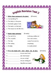 English Worksheet: English Revision Test