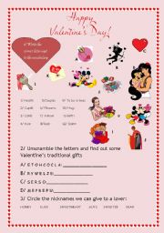 English Worksheet: Happy Valentines Day